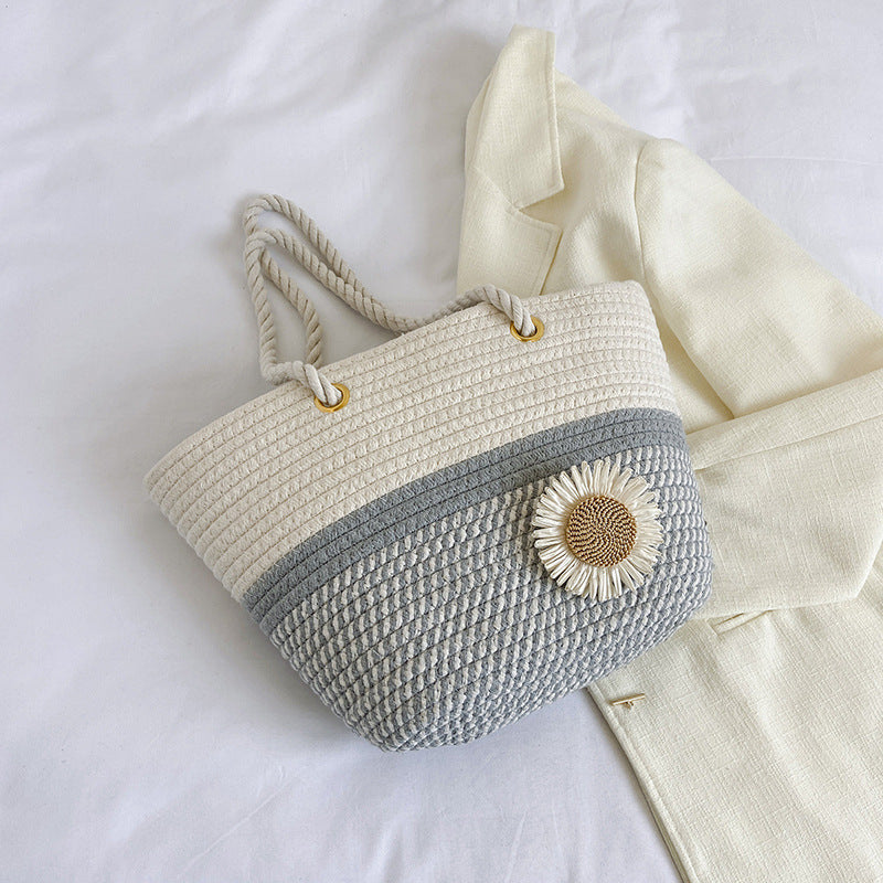 Handcrafted Floral Detail Straw Tote Bag Stornfield