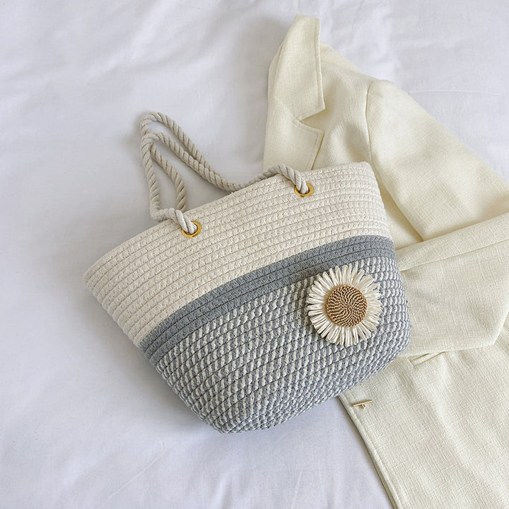 Handcrafted Floral Detail Straw Tote Bag Stornfield