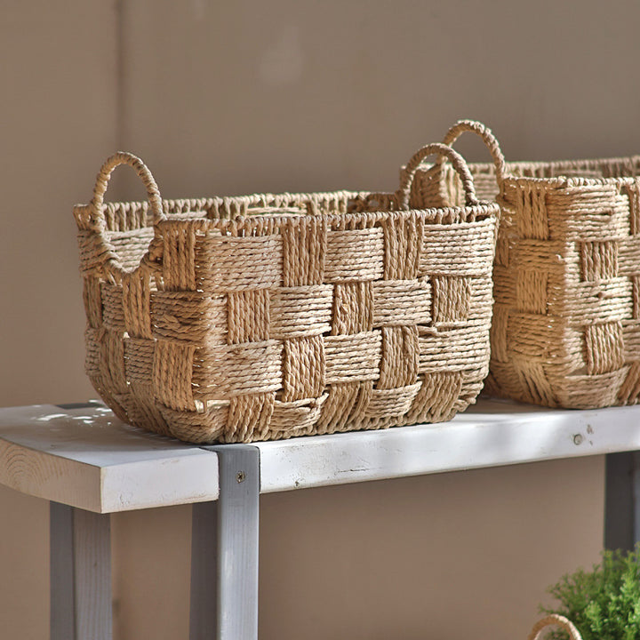 Handmade storage basket with practical handle Stornfield