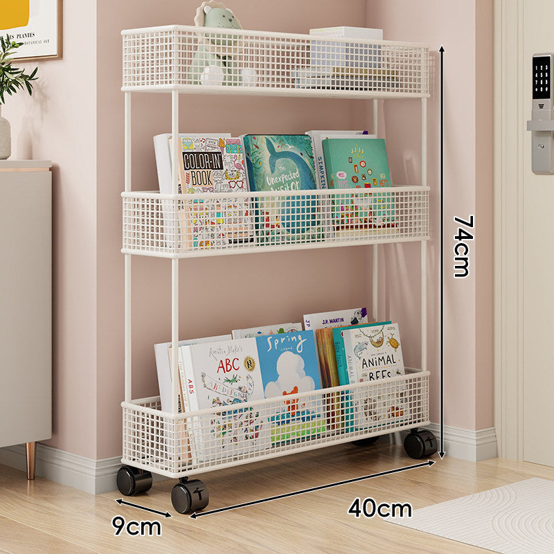 Freestanding Mesh Four-Tier Book and Toy Storage Shelf