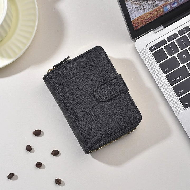 Textured Leather Zippered Card Organizer Stornfield