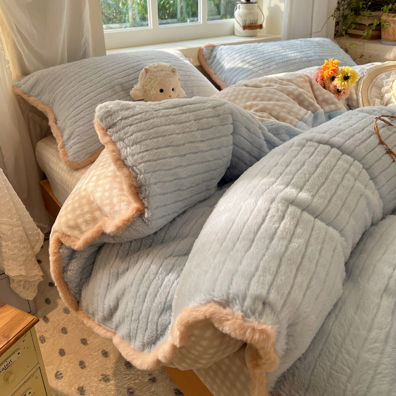 Plush Faux Fur Reversible Comforter Set