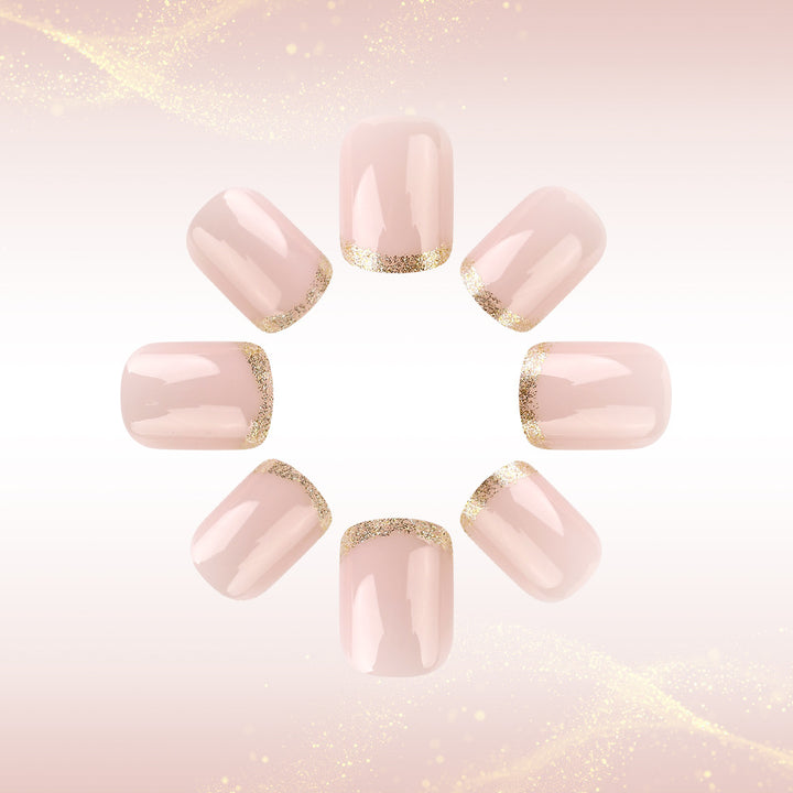 Premium Glossy French Tip Press-On Nails Stornfield