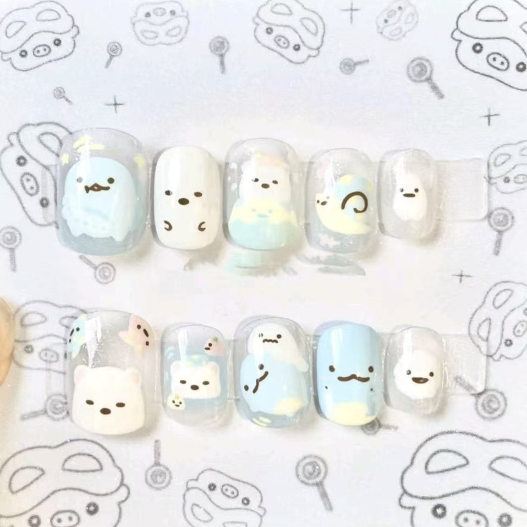 Whimsical Character Press-On Nail Art Set Stornfield