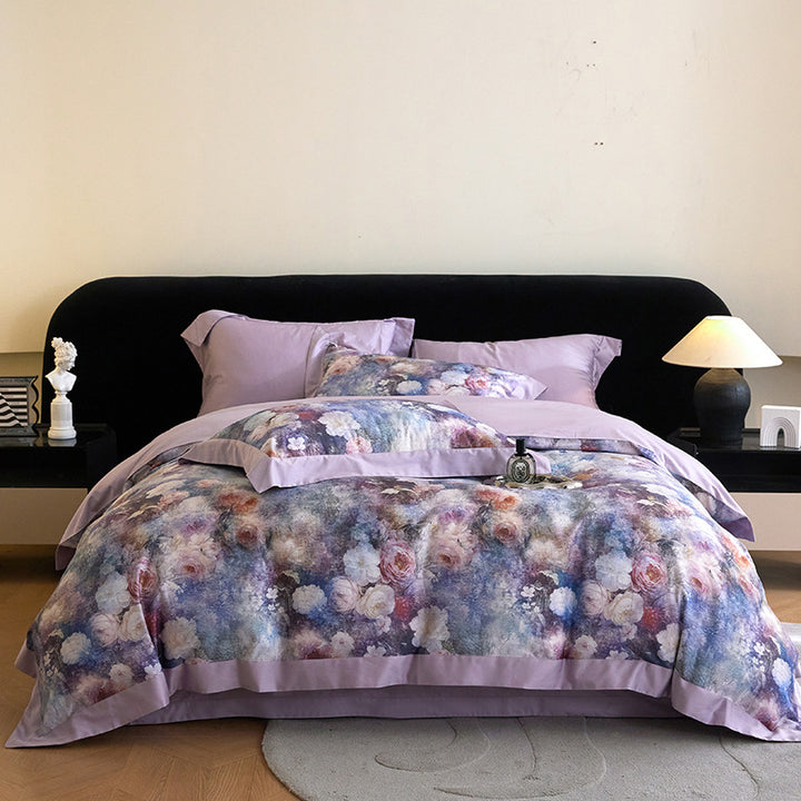Luxury Floral Cotton Sateen Duvet Cover Set