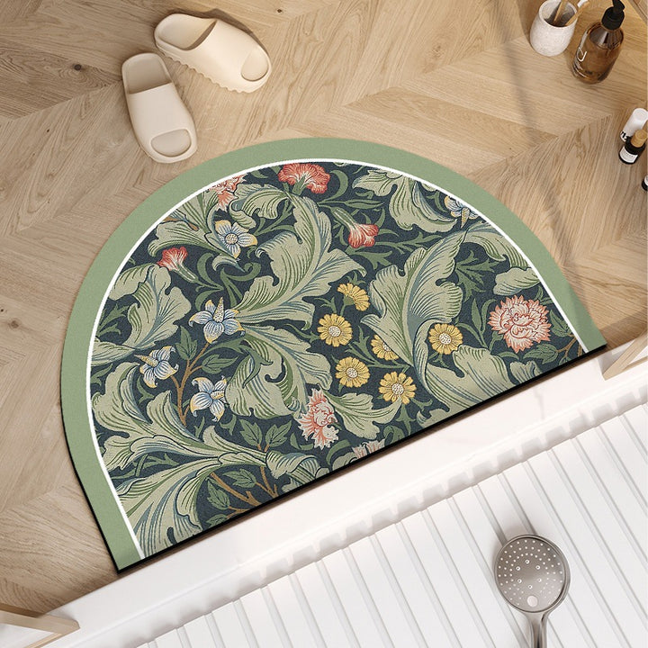 Vintage-Inspired Floral Half-Moon Bath Mat