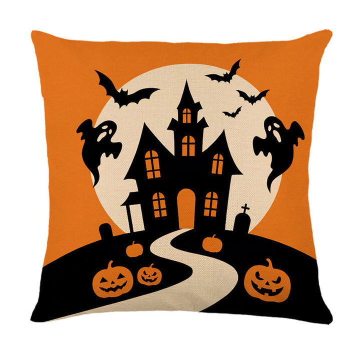 Halloween Ghost Cotton-Linen Square Throw Pillow Covers Set with Hidden Zipper