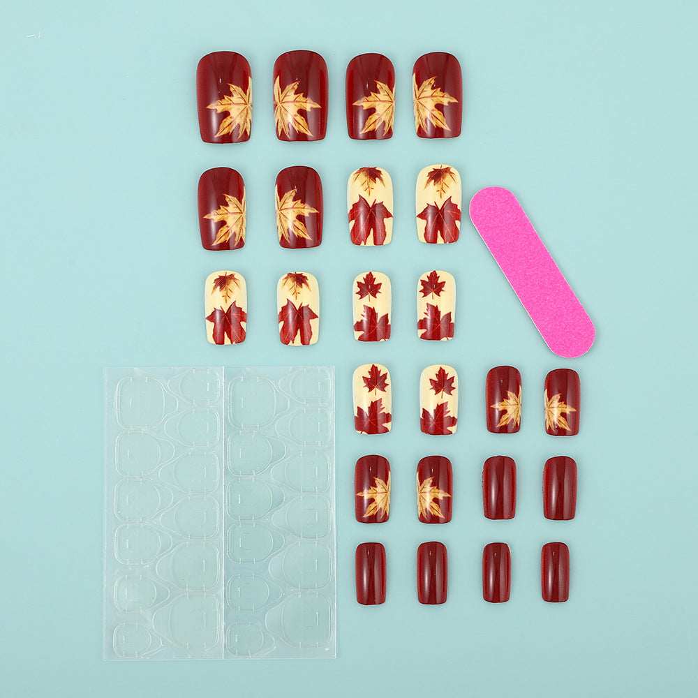 Artificial Nail Set with autumn leaves and various designs Stornfield