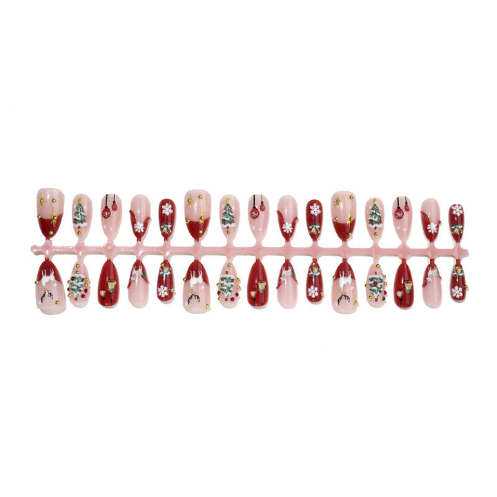 Artificial nail set with festive Christmas motifs and sparkling accents Stornfield
