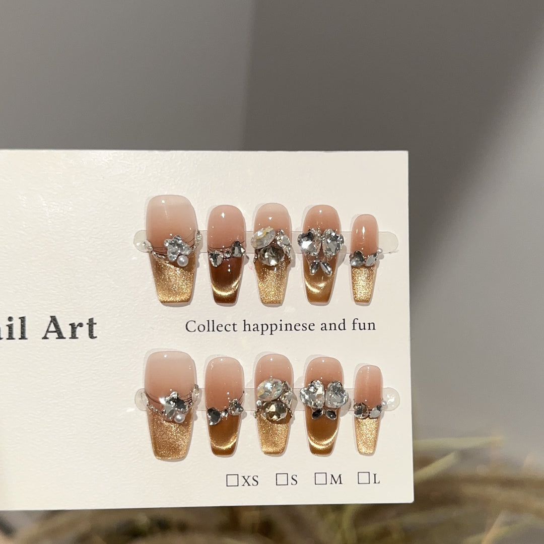 Decorative Rhinestone-Accented Press-On Nail Set