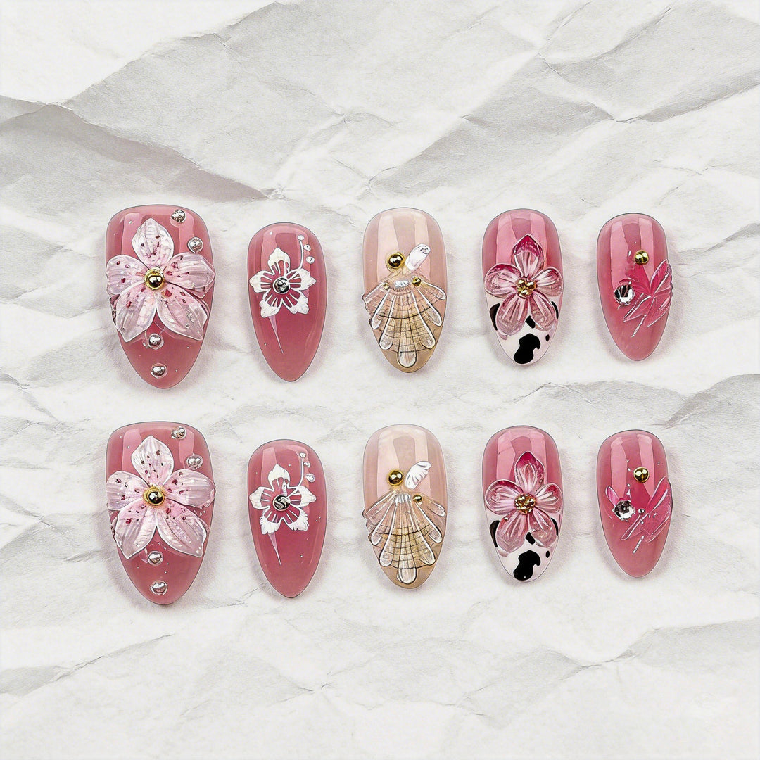 Artistic Floral Press-On Nail Art Set Stornfield 1790636557