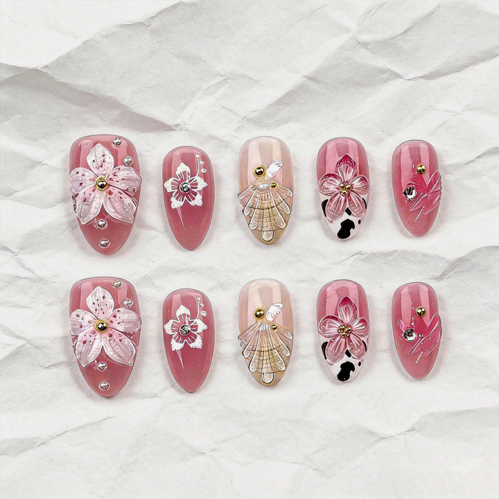 Artistic Floral Press-On Nail Art Set Stornfield 1790636557