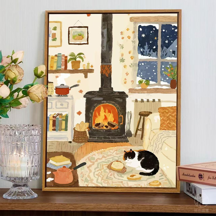 Cozy Fireplace Scene Wall Art Stornfield
