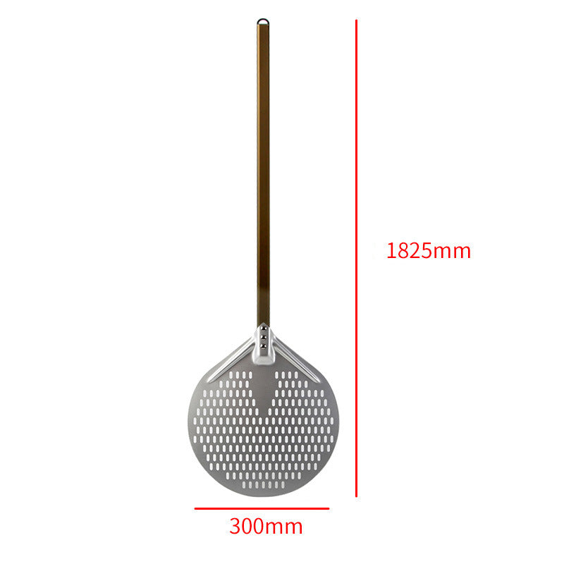 long wooden handled round aluminum pizza peel with reinforced neck Stornfield
