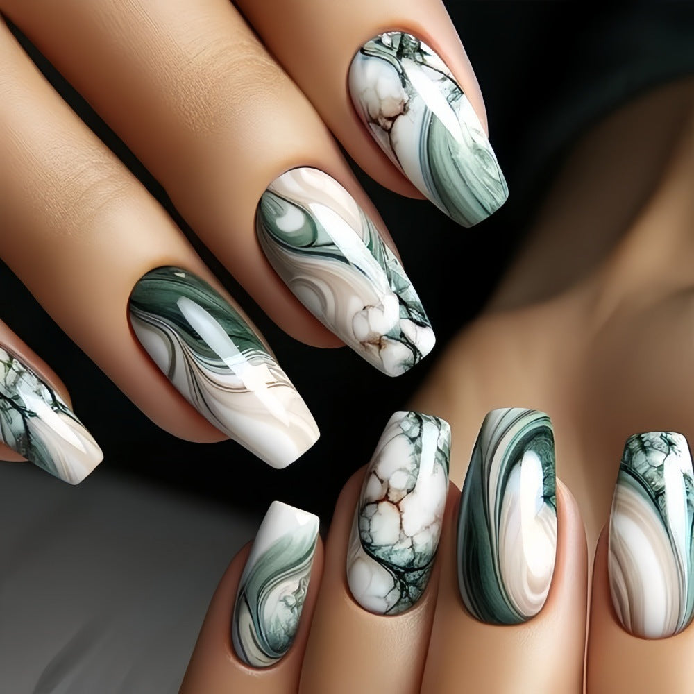 Artificial Nail Art Nails in elegant marble design Stornfield