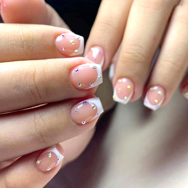 Elegant Rhinestone French Tip Nail Art Stornfield