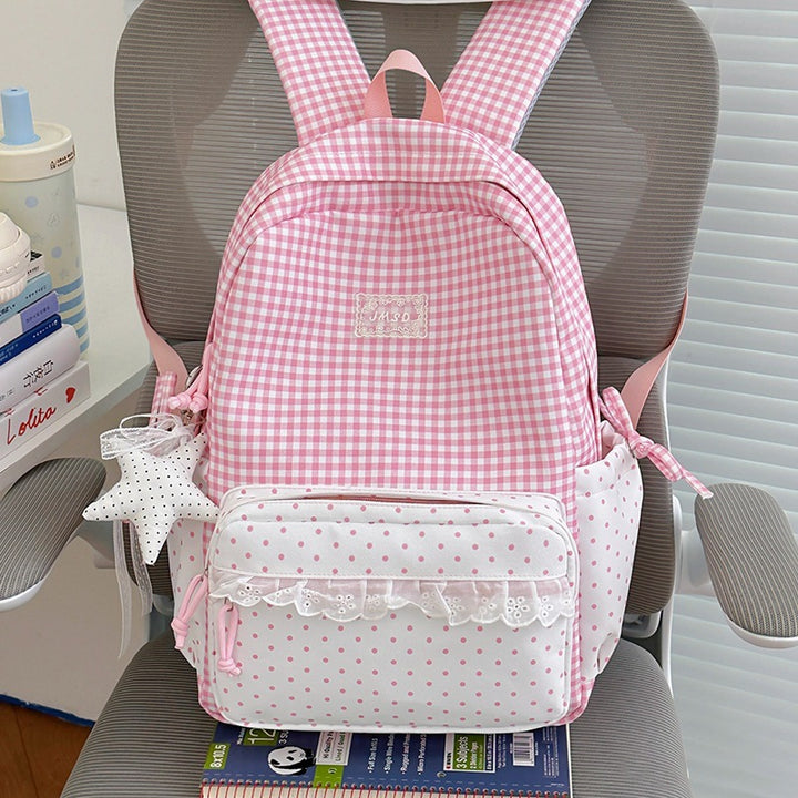 Stylish Gingham Pattern Backpack Stornfield