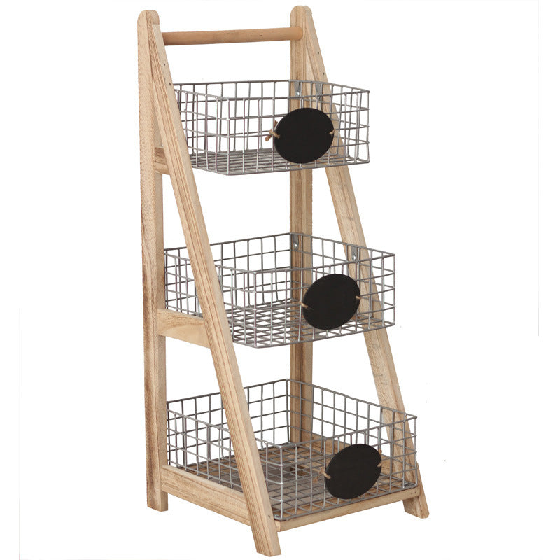 Practical stair shelf with wire baskets Stornfield