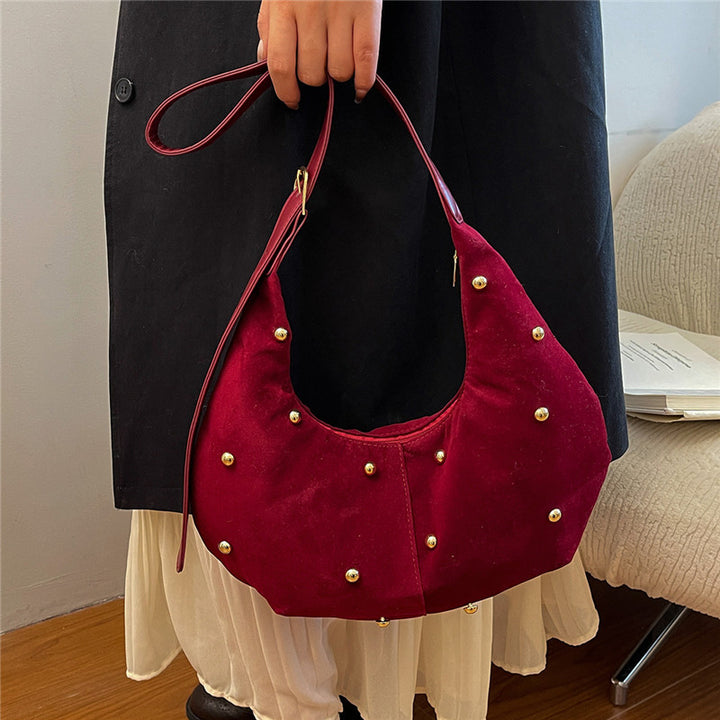 WoTextured Suede Hobo Bag with Decorative Studs Stornfield