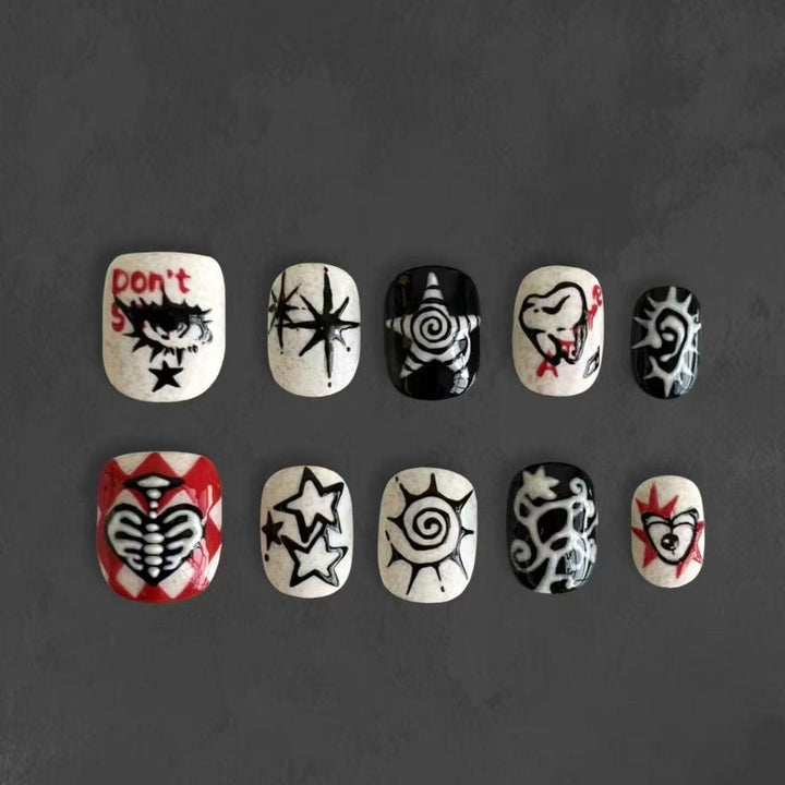 Artistic Cat-Themed Press-On Nail Art Set Stornfield