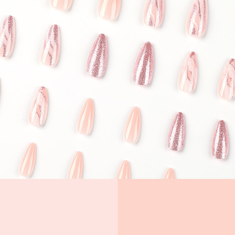 Artful Nail Extensions with Glitter and Marble Design Stornfield