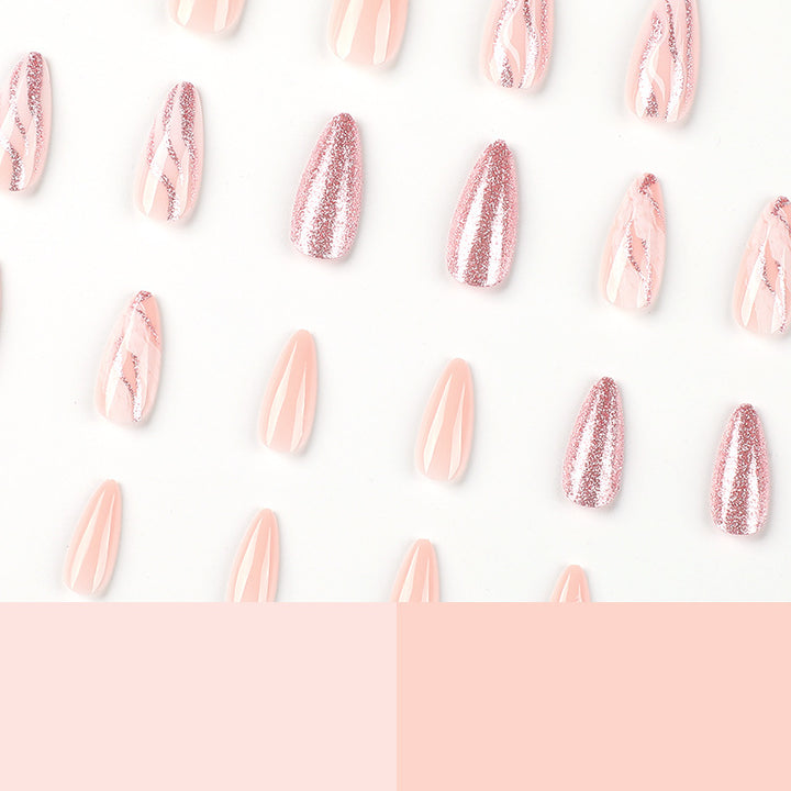 Artful Nail Extensions with Glitter and Marble Design Stornfield