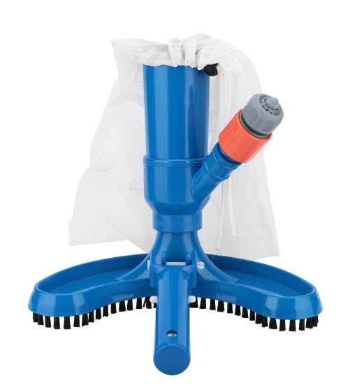 Telescopic pool vacuum head with heavy duty scrubbing bristles and fine mesh debris collection bag Stornfield