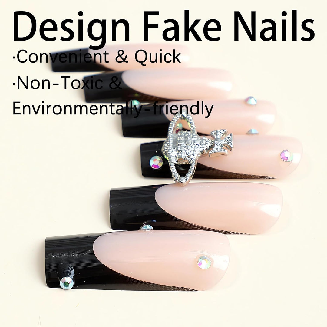 Glamorous artificial nails with rhinestones and unique 3D decorations Stornfield