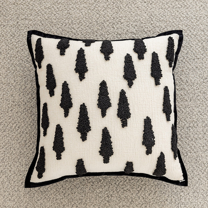 Hand-Tufted Abstract Loop-Squiggle Square Throw Pillow Cover with Hidden Zipper
