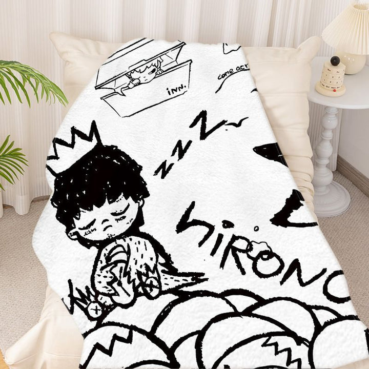 Artistic Cartoon Print Throw Blanket