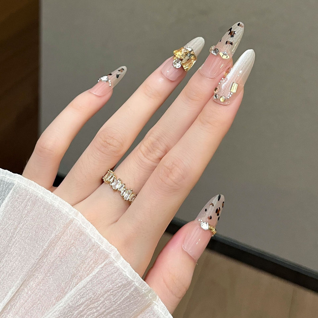 Decorative Press-On Nail Extensions with Gem Accents Stornfield