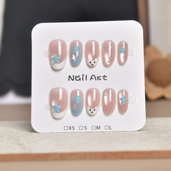 Decorative Press-On Nail Extensions with Floral Accents Stornfield
