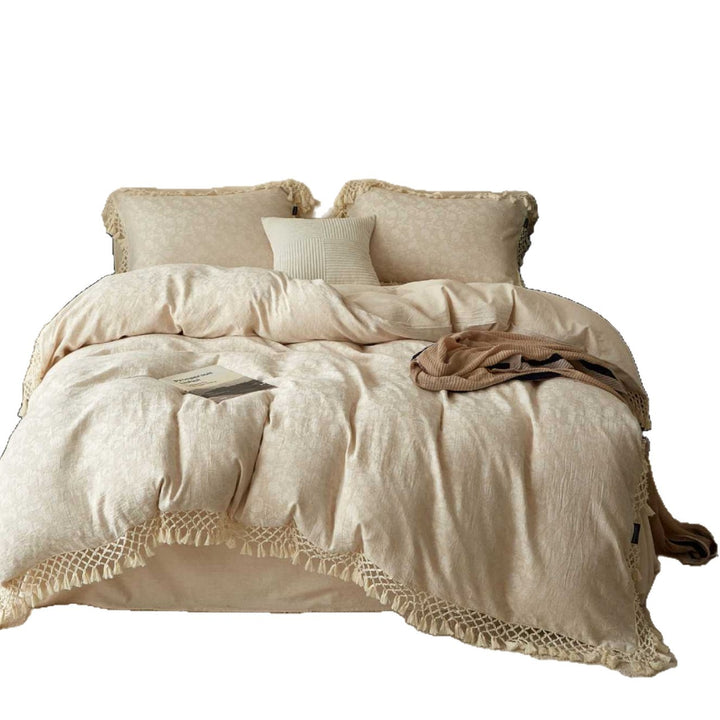 Luxury Fringed Jacquard Duvet Cover Set