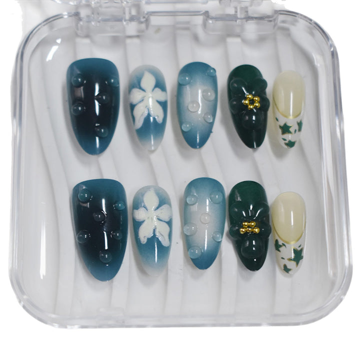 Decorative Press-On Nail Art with Floral Elements Stornfield