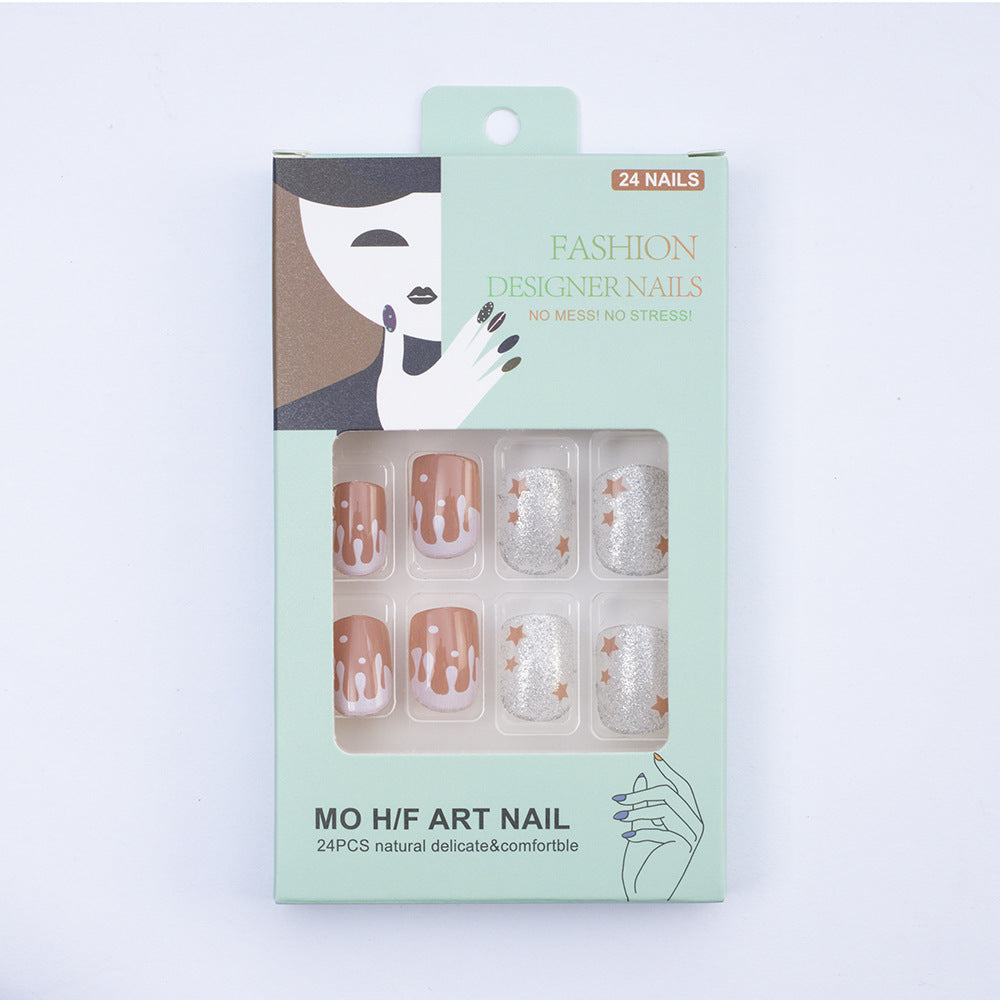 Glittering artificial nails with creative drop design Stornfield