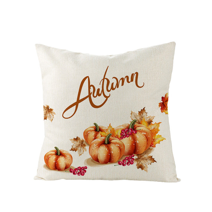 Autumn Linen-Blend Square Throw Pillow Cover with Hidden Zipper and 'Hello Autumn' Script