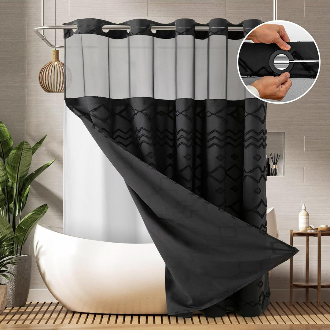 Textured Geometric Design Shower Curtain Stornfield