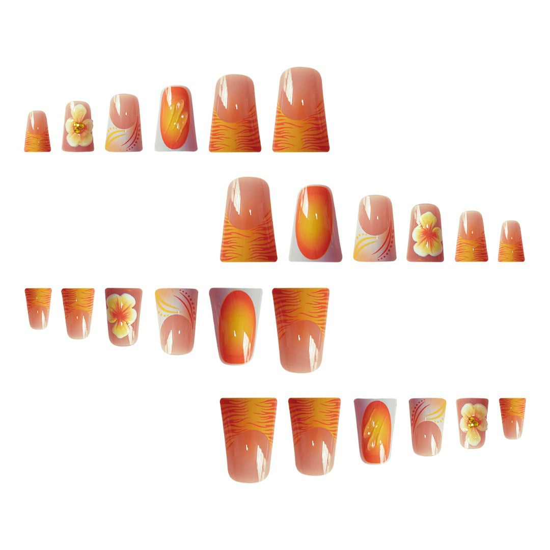 Artistic Floral Press-On Nails Set Stornfield