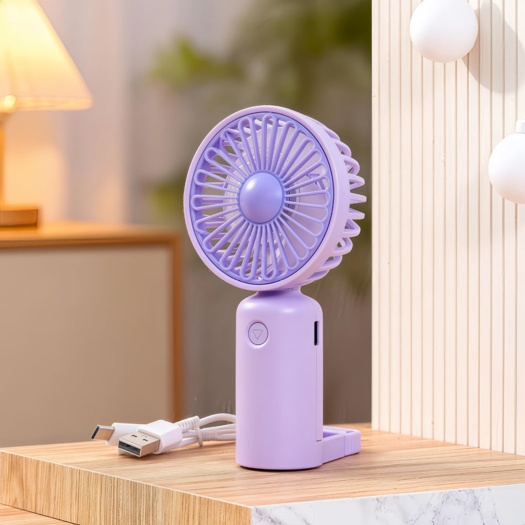 Women's Portable Hand Fan with USB-C Connection and Innovative Design Stornfield