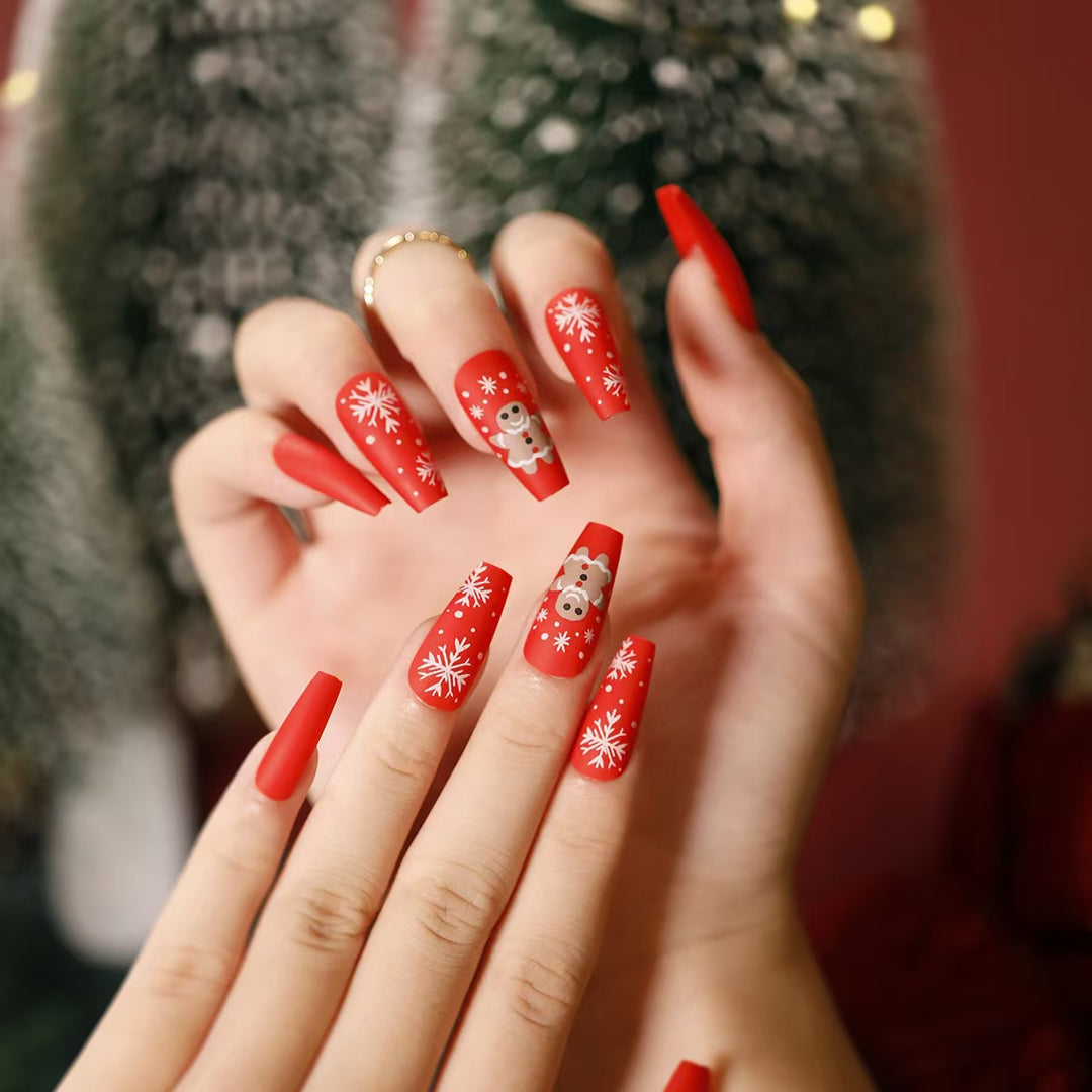 Winter-Themed Press-On Nails with Snowflake Design Stornfield