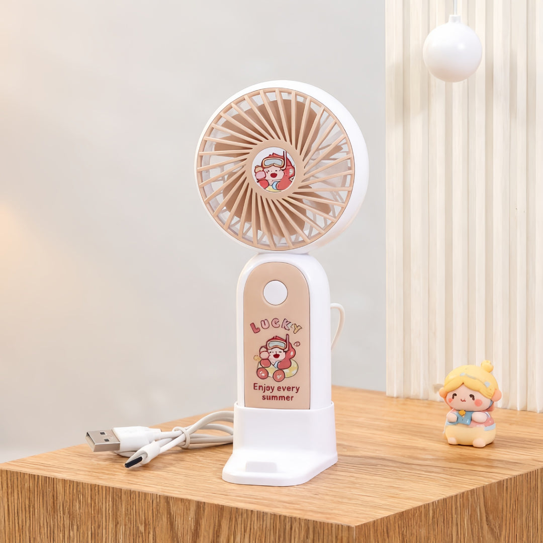 Women's Portable USB Hand Fan with Cute Stornfield Design