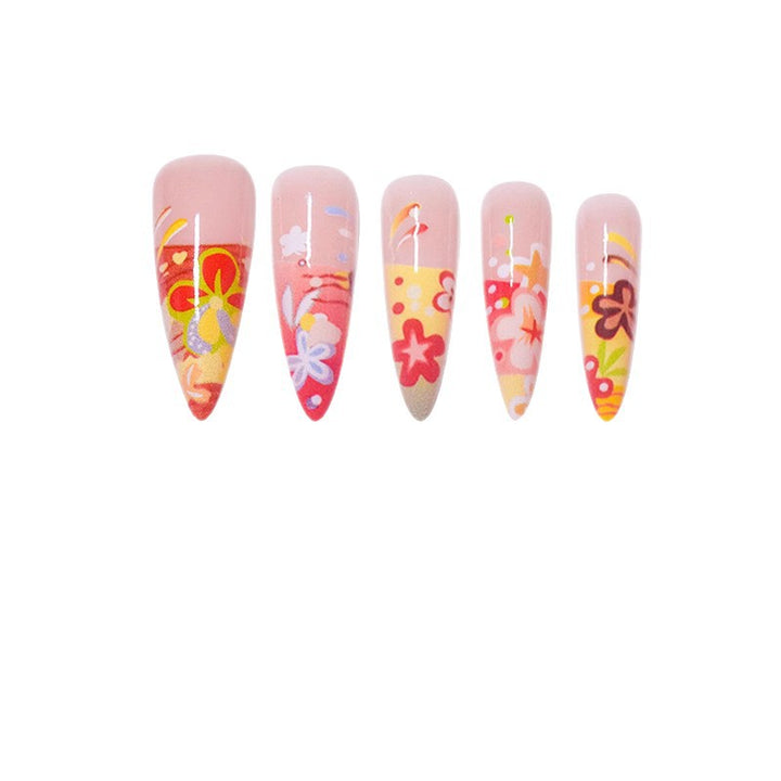 Artistic Floral Stiletto Press-On Nails Stornfield
