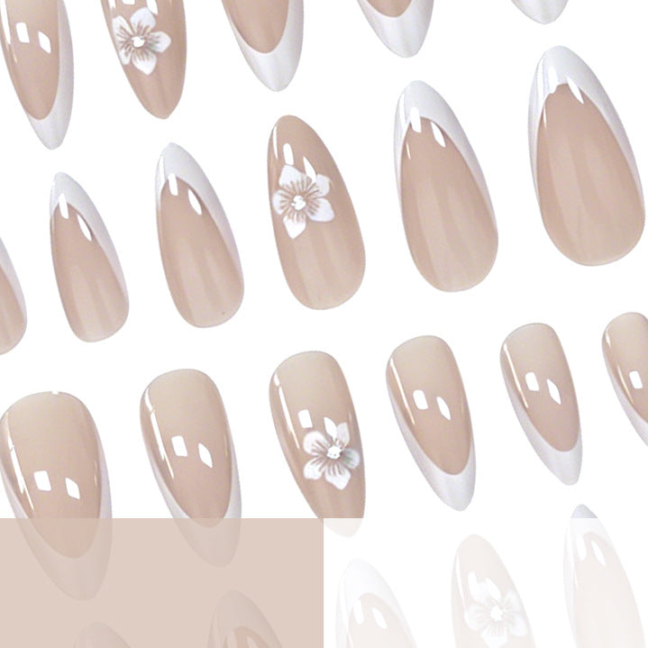 Elegant Floral French Tip Acrylic Nail Enhancements Stornfield