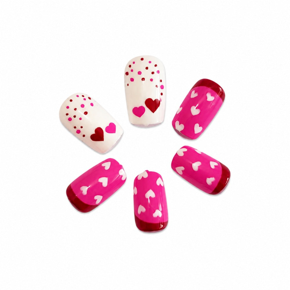 Artificial nails with romantic heart design and creative details Stornfield
