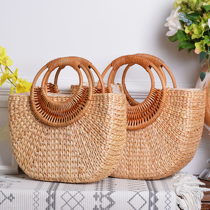 Women handcrafted beach bag with braided handles Stornfield