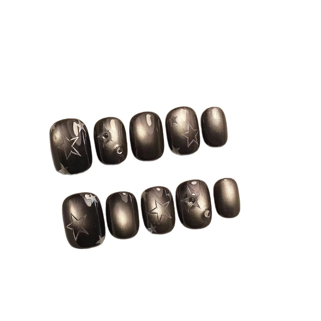 Decorative Press-On Nail Art Set with Star Designs