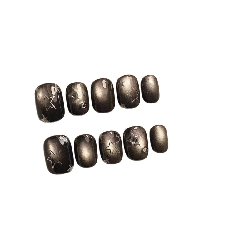 Decorative Press-On Nail Art Set with Star Designs