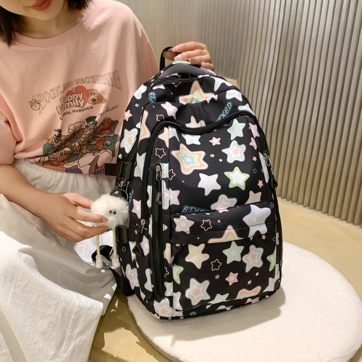 Backpack with Colorful Star Motif and Multifunctional Compartments Stornfield