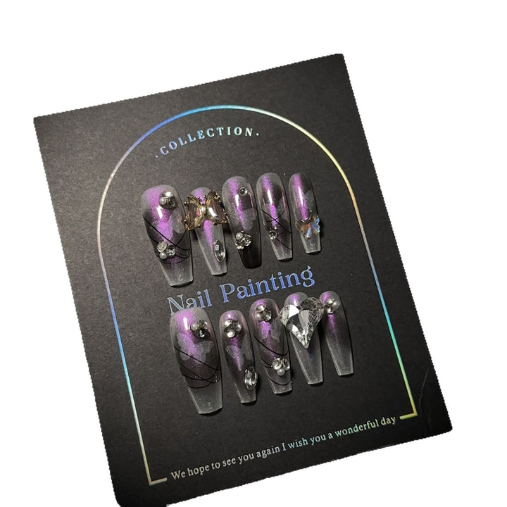 Artistic 3D Gemstone Press-On Nails