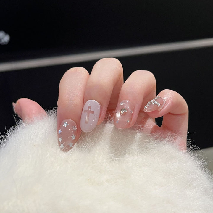 Artistic Glitter-Accent Press-On Nail Set Stornfield